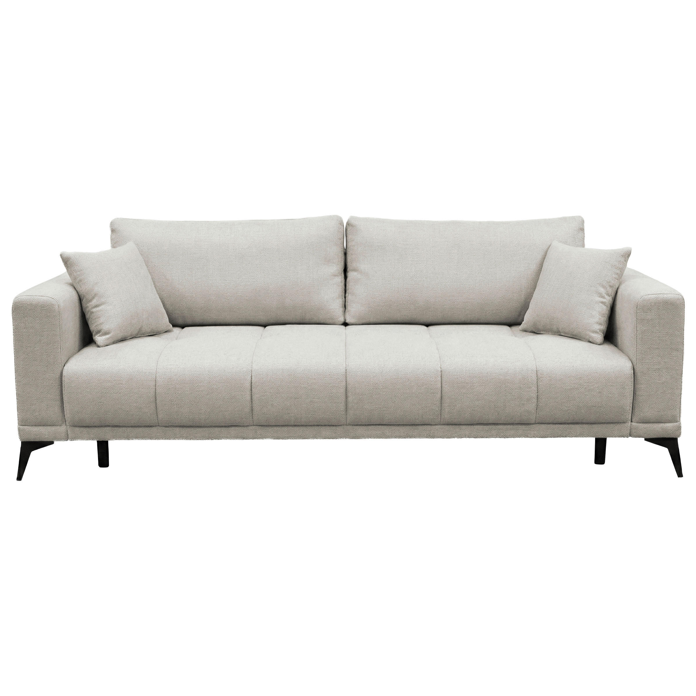 SCHLAFSOFA GRANDE in Chenille Grau  - Schwarz/Grau, Design, Textil/Metall (238/83/98cm) - MID.YOU