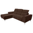 ECKSOFA Dunkelbraun Cord  - Dunkelbraun/Schwarz, KONVENTIONELL, Textil/Metall (196/290cm) - Carryhome
