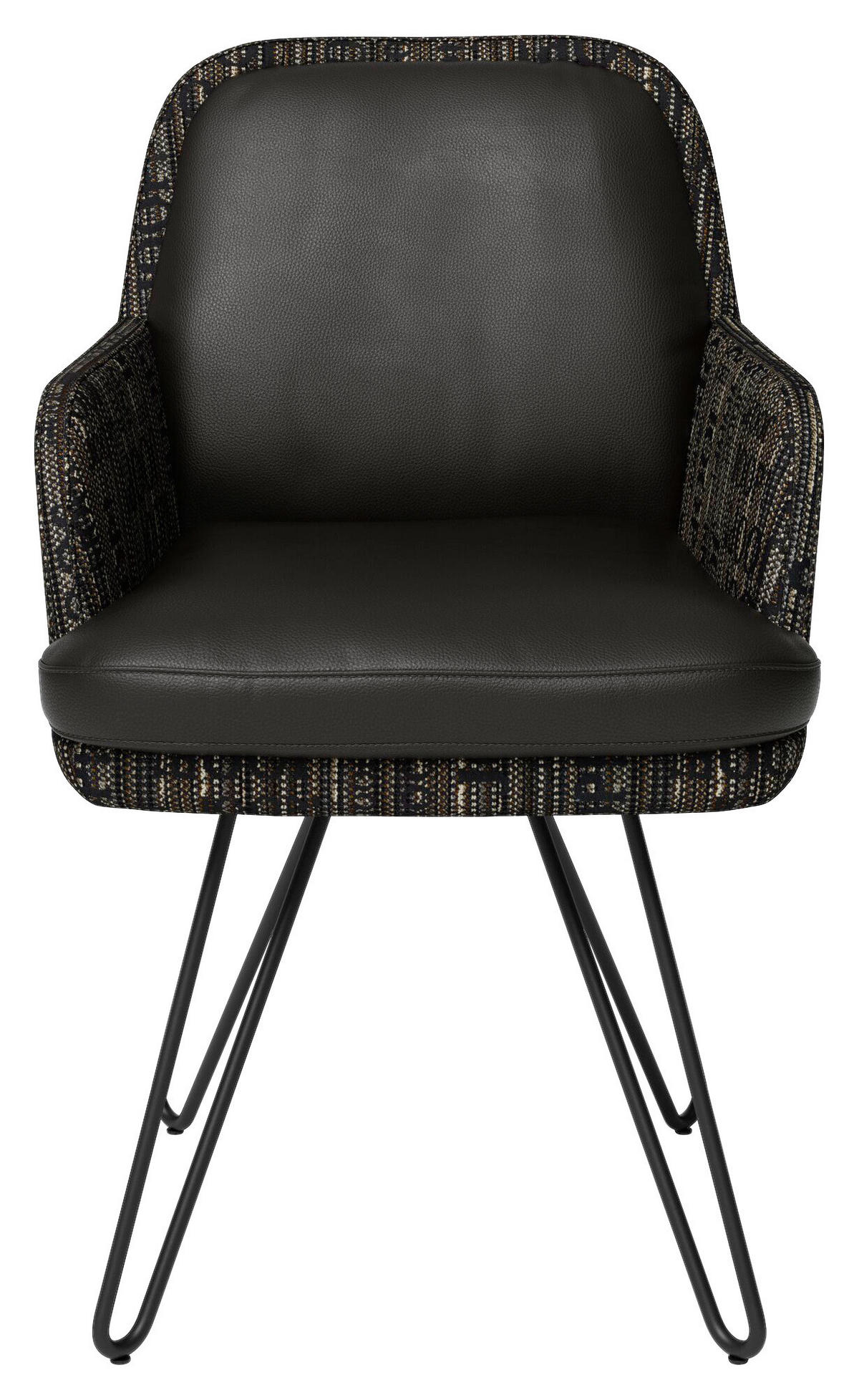 CHAISE ACCOUDOIRS  in Stahl Flachgewebe Kombination Echtleder/Stoff pigmentiert  - Dunkelbraun/Schwarz, Design, Leder/Textil (58/89/68cm) - Joop!