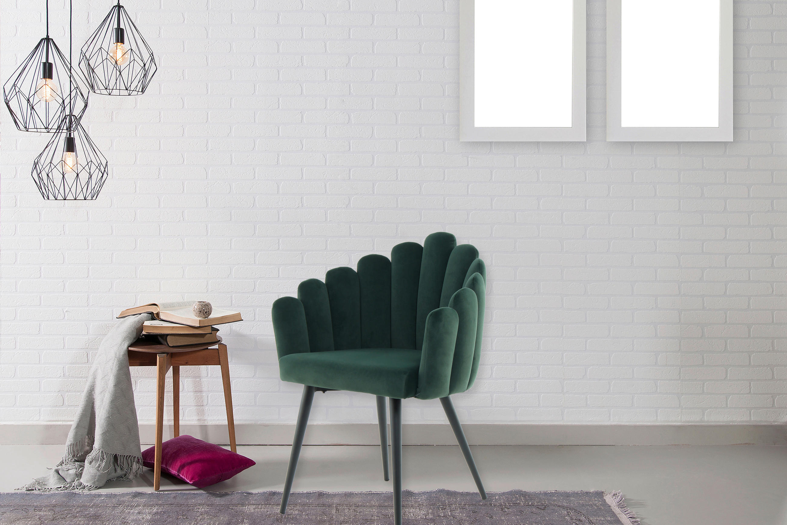 ŽIDLE S PODRUČKAMI, samet, zelená - černá/zelená, Moderní, kov/textil (61/85/58cm) - MID.YOU