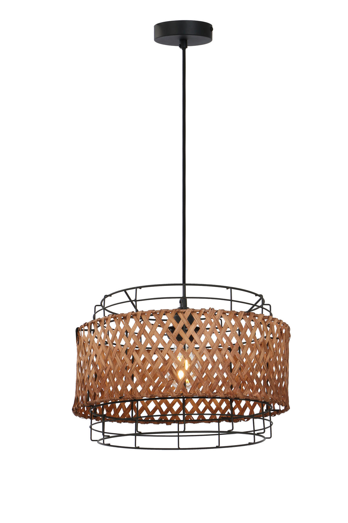 HÄNGELEUCHTE 35/120 cm    - Dunkelbraun/Schwarz, Basics, Naturmaterialien/Metall (35/120cm) - Globo