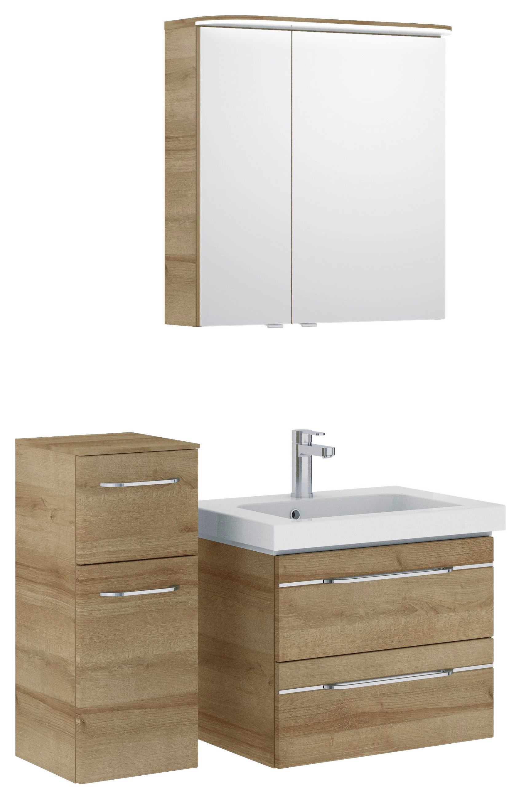 BADEZIMMER 4-teilig  in 100 cm  - Chromfarben/Eichefarben, KONVENTIONELL, Glas/Holzwerkstoff (100cm) - Pelipal