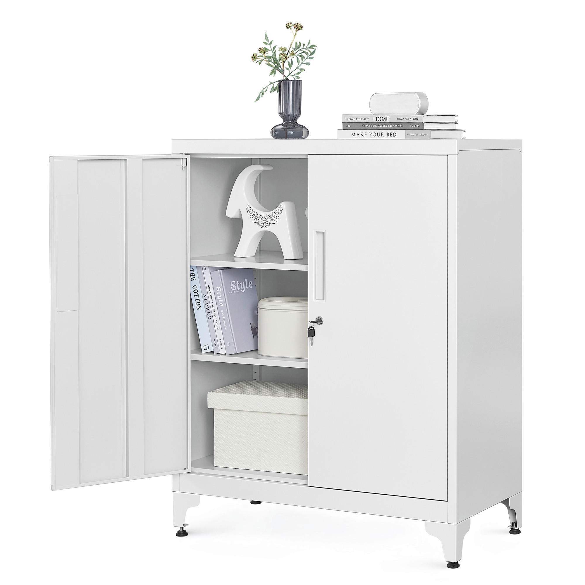 MEHRZWECKSCHRANK 80/90/40 cm  in Grauweiß  - Grauweiß, Basics, Metall (80/90/40cm)