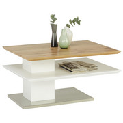 COUCHTISCH in Metall, Holzwerkstoff 80/60/40 cm - Edelstahlfarben/Eichefarben, Design, Holzwerkstoff/Metall (80/60/40cm) - Xora