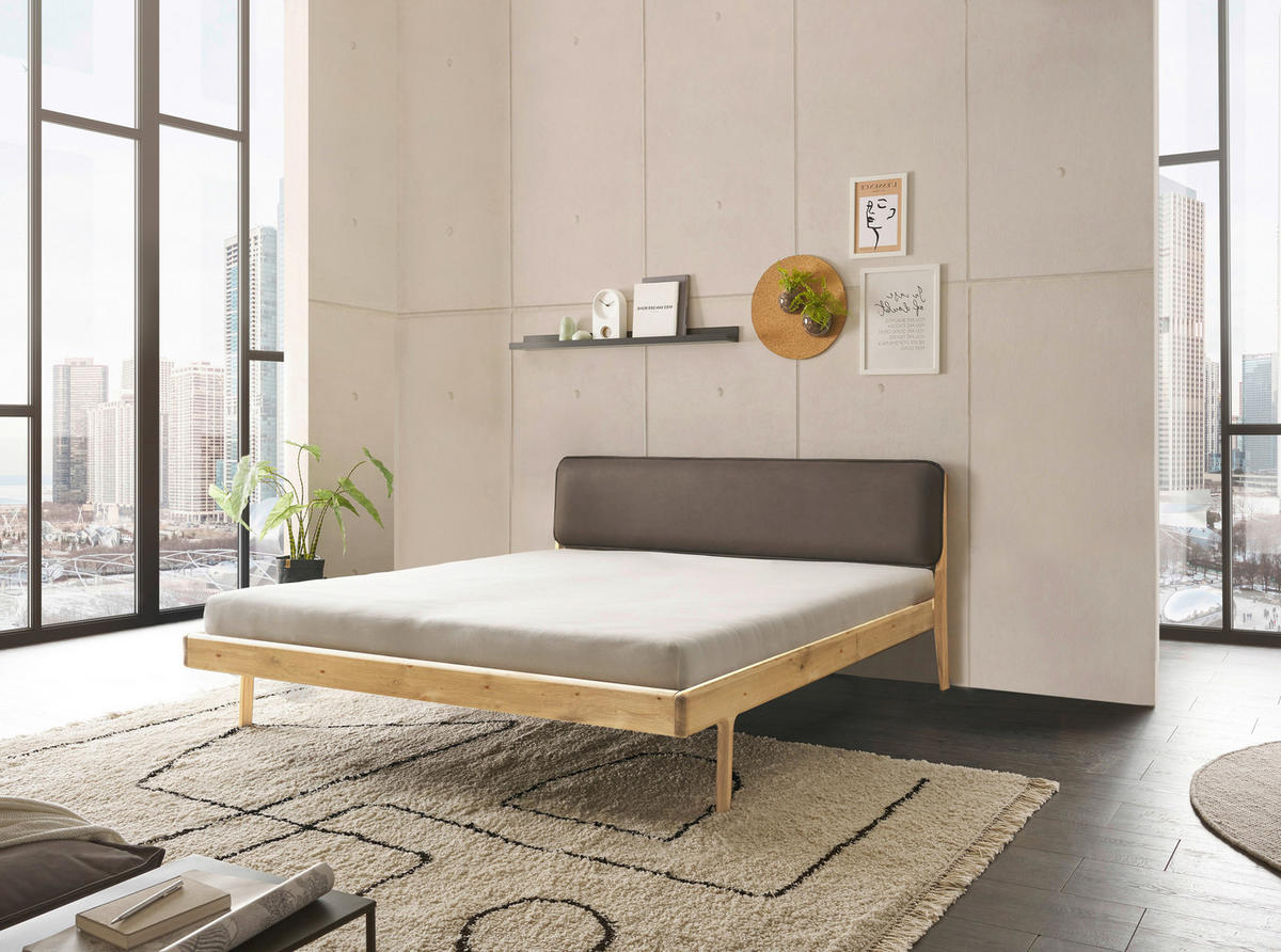 BETT 180/200 cm,  in Eichefarben,  - Taupe/Eichefarben, MODERN, Holz (180/200cm) - MID.YOU
