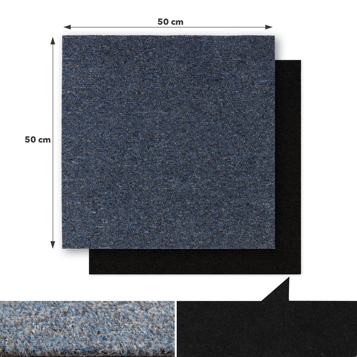 TEPPICHFLIESE - Blau, Basics, Textil (50/50cm) - Esposa
