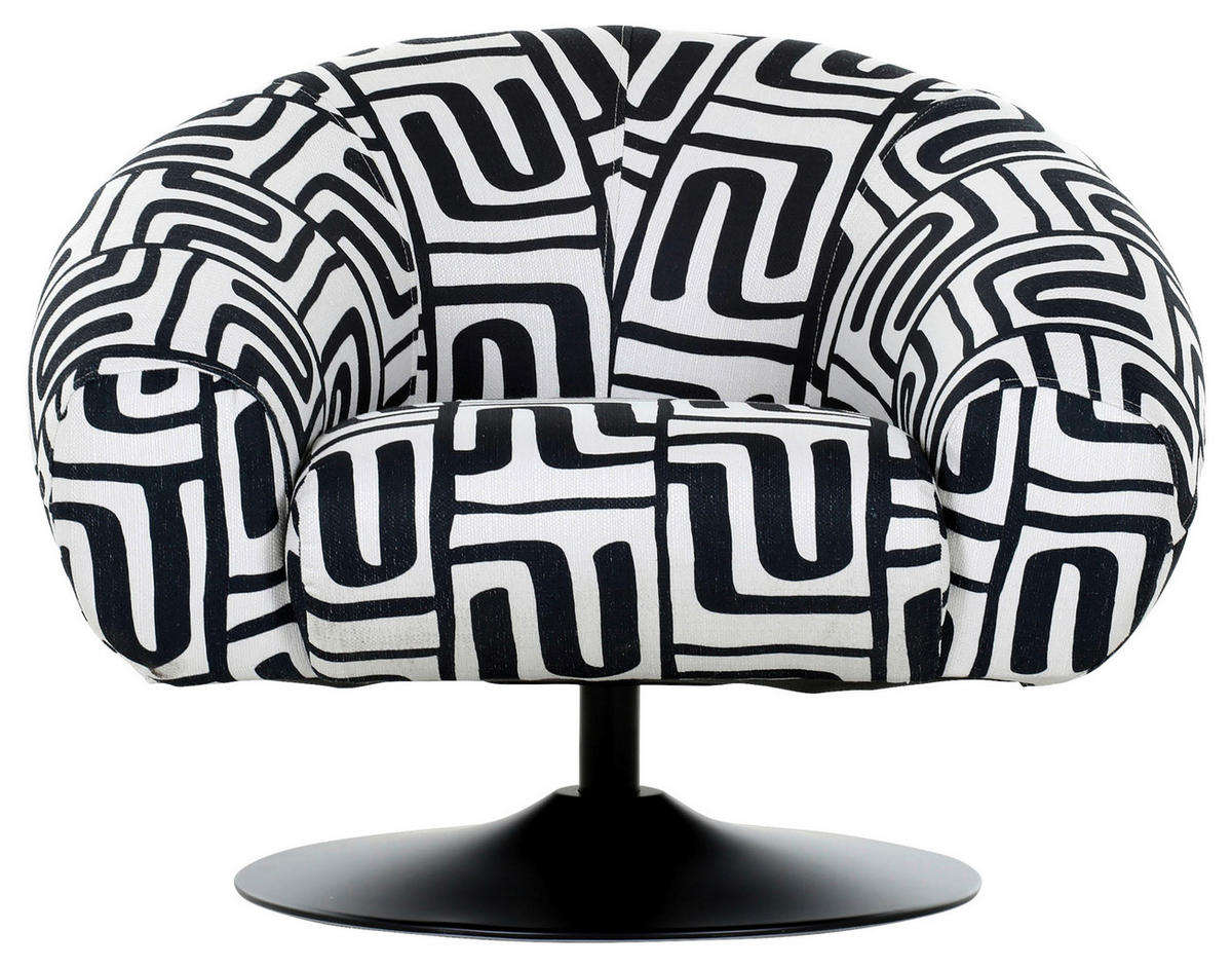 SESSEL in Flachgewebe Schwarz, Weiß  - Schwarz/Weiß, KONVENTIONELL, Textil/Metall (90/67/82cm) - Carryhome