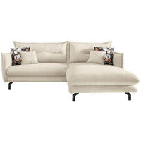ECKSOFA in Velours Beige  255/180 cm  - Beige/Schwarz, MODERN, Textil/Metall (255/180cm) - Livetastic
