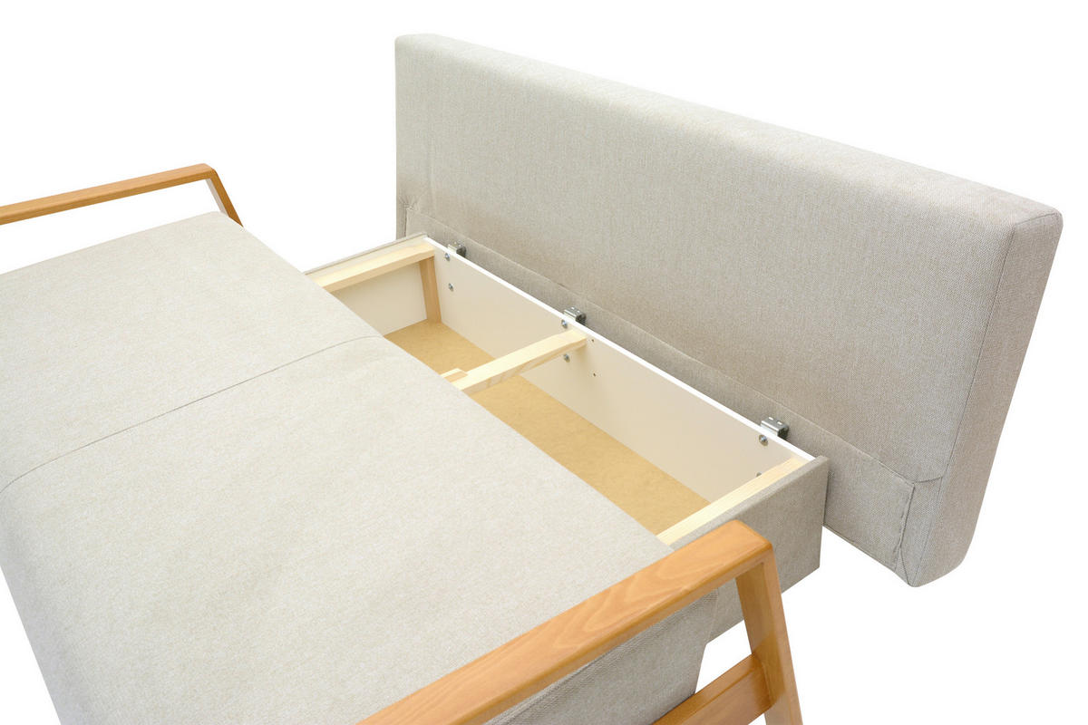 TŘÍMÍSTNÁ POHOVKA, textil, béžová - béžová, Basics, dřevo/textil (210/92/104cm) - Cantus