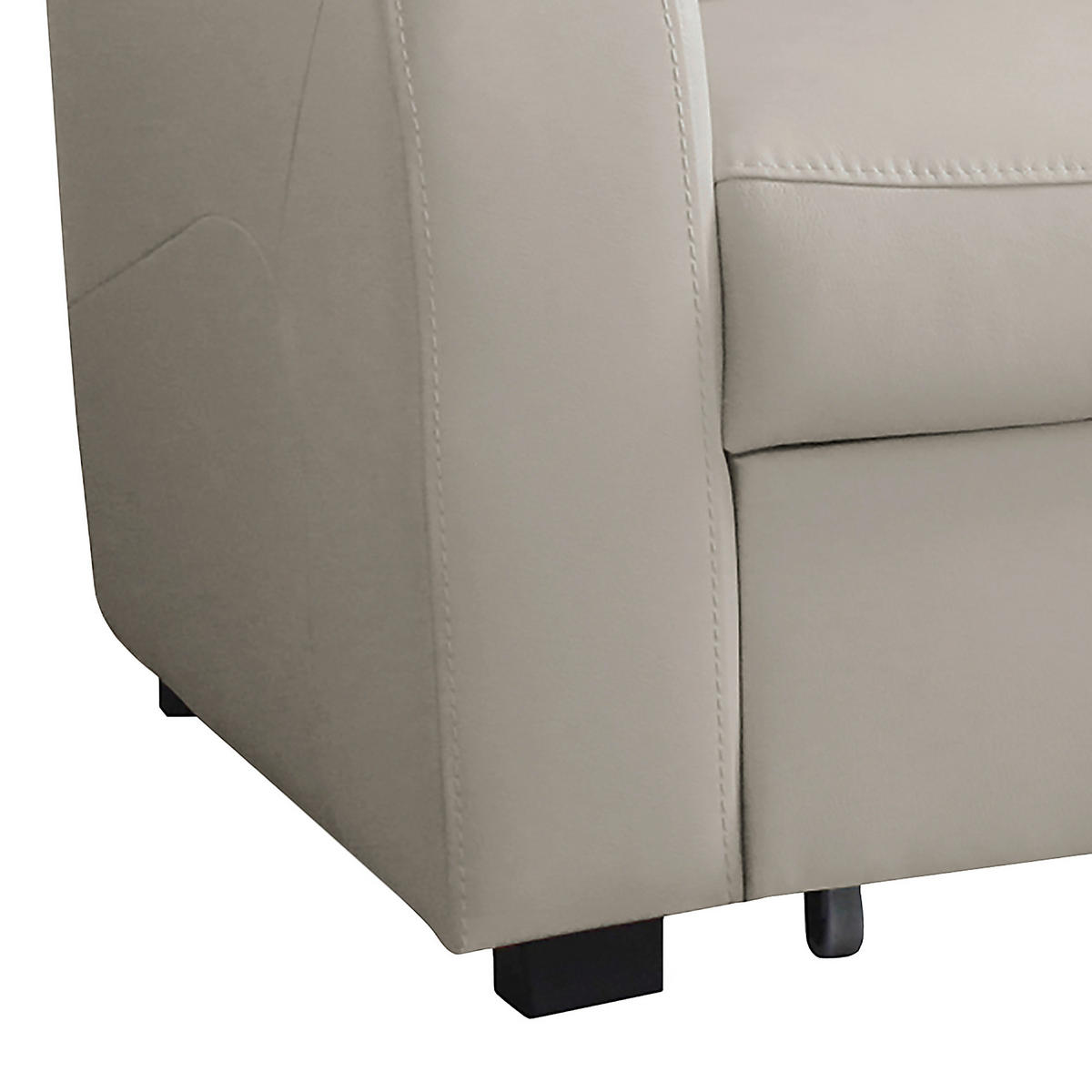 ECKSOFA in Lederlook Echtleder Platinfarben  - Platinfarben/Schwarz, Design, Leder/Kunststoff (227/168cm) - Livetastic