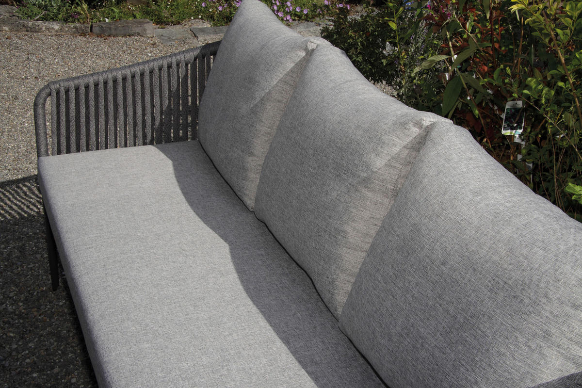 LOUNGEGARNITUR Aluminium  - Dunkelgrau/Anthrazit, MODERN, Kunststoff/Metall (185/65/75cm) - Ambia Garden