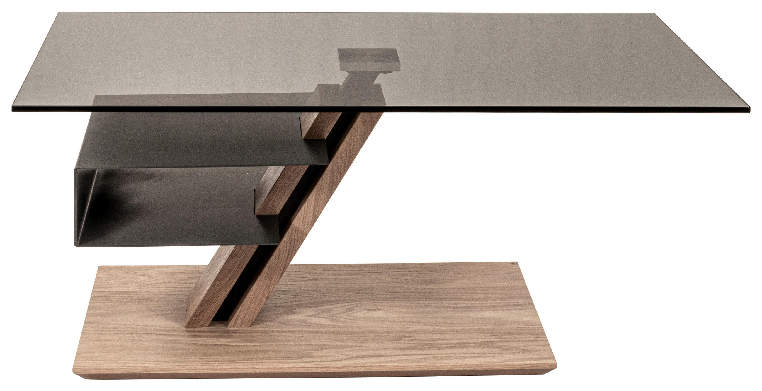 COUCHTISCH Wildeiche furniert Parsolglas 100/60/47-64 cm rechteckig Grau, Wildeiche  - Wildeiche/Grau, Natur, Glas/Holz (100/60/47-64cm) - Venda