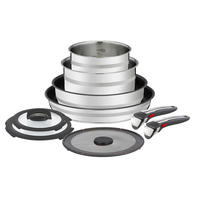 PFANNENSET Jamie Oliver INGENIO G6 9-teilig  - Edelstahlfarben/Schwarz, KONVENTIONELL, Glas/Metall (37/37/19,5cm) - Tefal