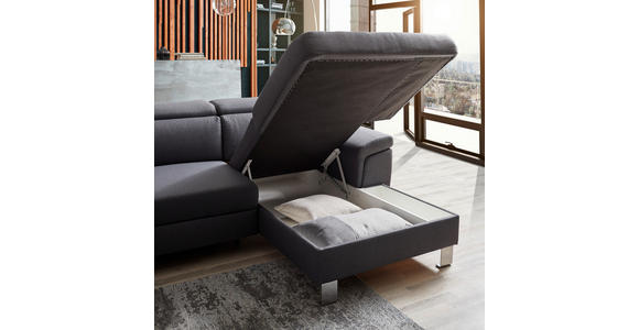 ECKSOFA inkl.Funktionen Grau Webstoff  - Silberfarben/Grau, Design, Textil/Metall (250/167cm) - Xora