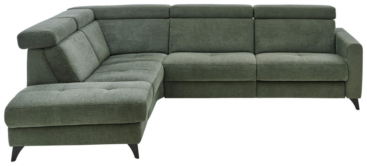 SAROKKANAPÉ textil sötétzöld  - fekete/sötétzöld, Konventionell, textil/fém (214/276cm) - Beldomo System