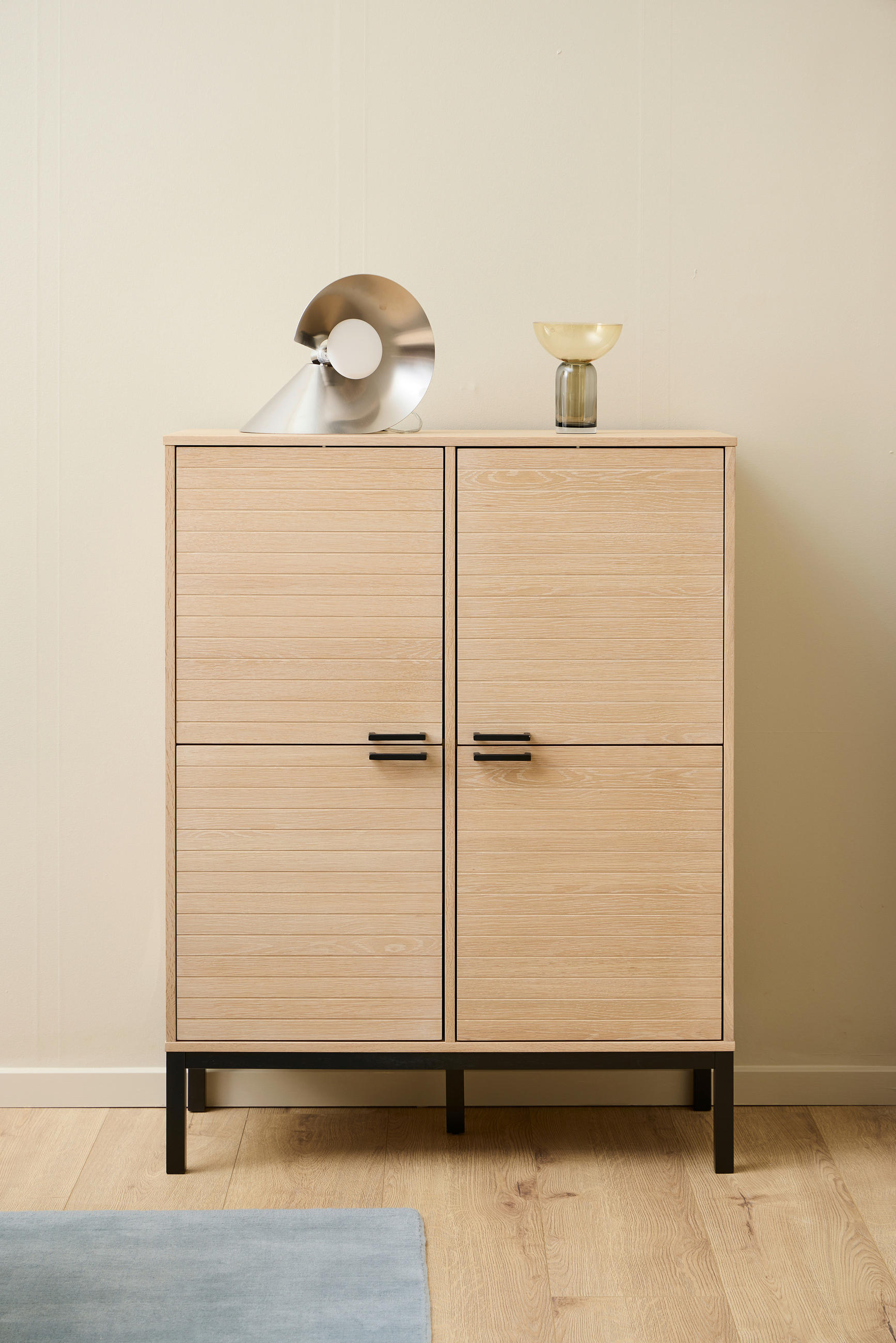 Thumbnail - Highboard Kensington, Schwarz, Eiche, Holzwerkstoff, Eiche, furniert, 6 Fächer, 91x120x40 cm, Typenauswahl, Holzmöbel, K...