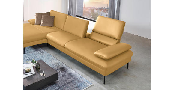 ECKSOFA in Echtleder Gelb 157/325 cm - Gelb/Schwarz, Design, Leder/Metall (157/325cm) - Dieter Knoll