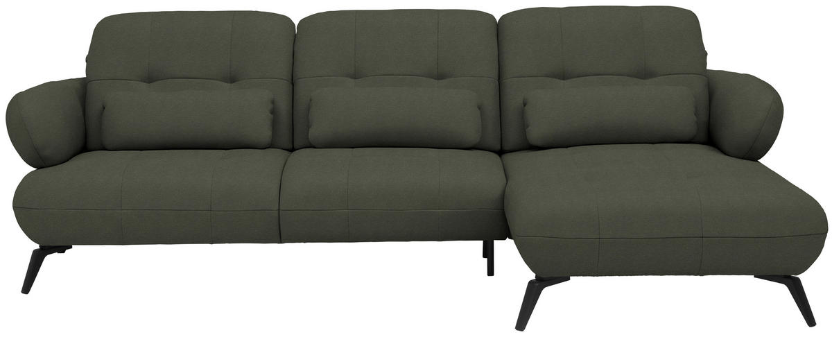 ECKSOFA Flachgewebe Grün  - Schwarz/Grün, Design, Textil/Metall (282/189cm) - Novel