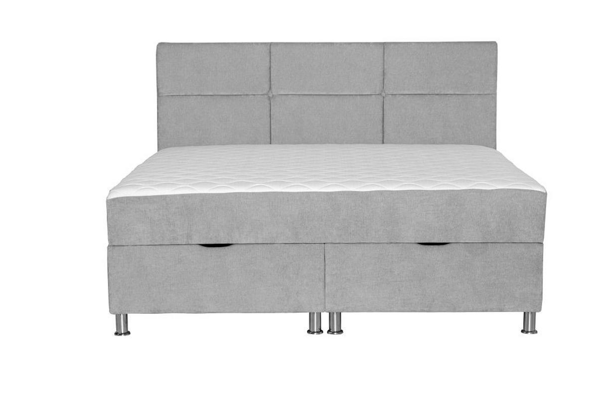 POSTELJA Z VZMETNICO 160 cm   x 200 cm  , les, tekstil, leseni material svetlo siva  - barve kroma/svetlo siva, Moderno, leseni material/tekstil (160/200cm) - Ti'me
