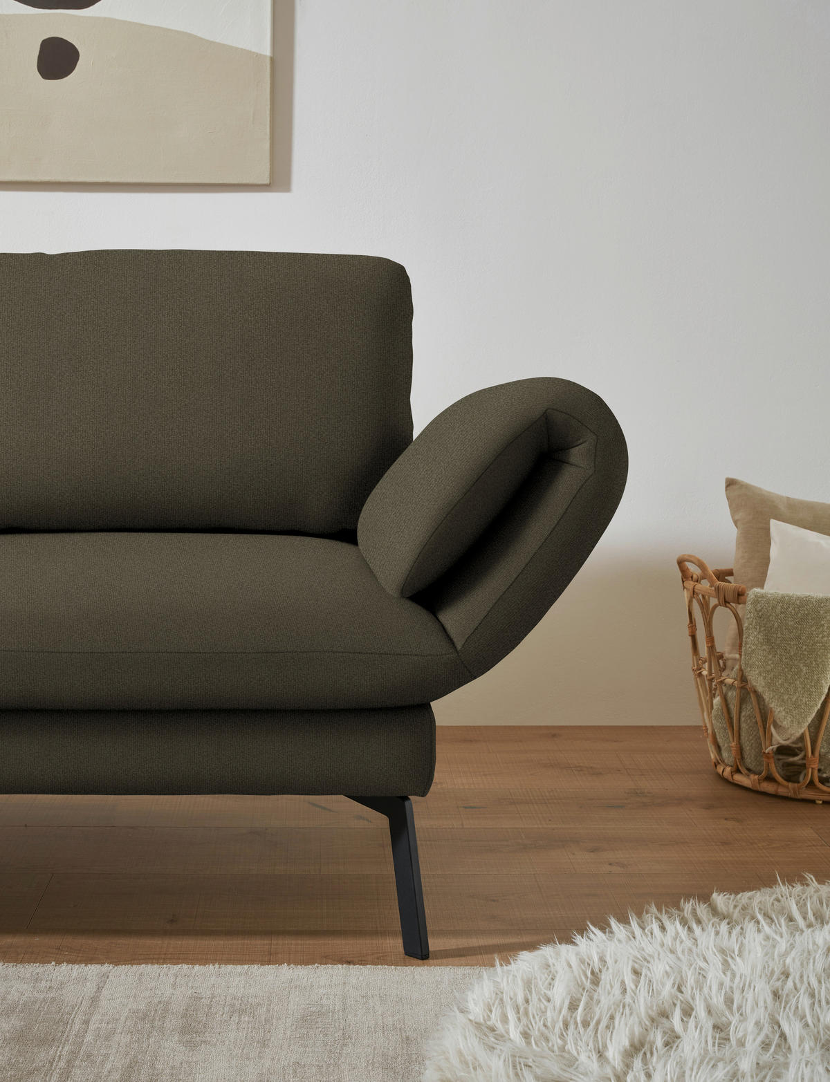 ECKSOFA  in Flachgewebe Dunkelgrün  175-224/255-365 cm  - Dunkelgrün/Schwarz, Design, Textil/Metall (175-224/255-365cm) - Dieter Knoll