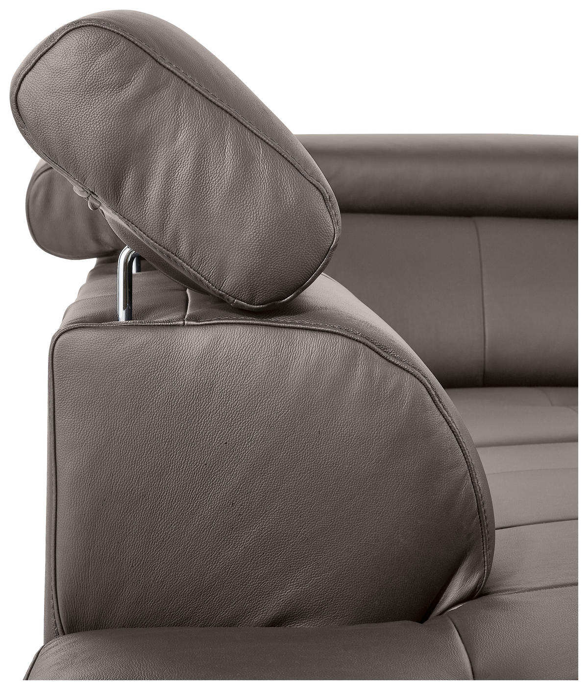 ECKSOFA Grau Echtleder  - Chromfarben/Grau, Design, Leder/Metall (213/262cm) - Hom`in