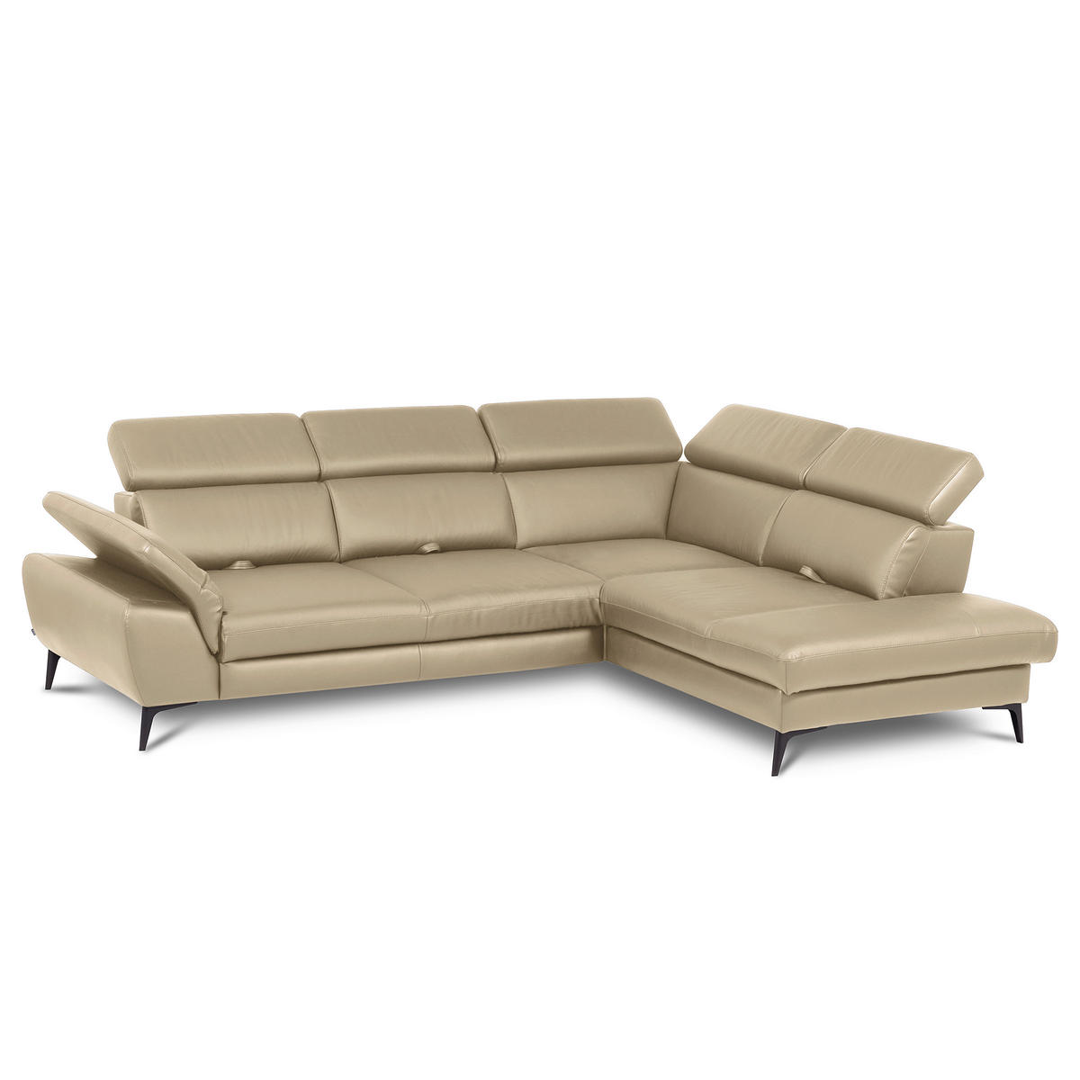 ECKSOFA  in Lederlook Echtleder Hellgrau  274/220 cm  - Hellgrau/Schwarz, Design, Leder/Textil (274/220cm) - Livetastic