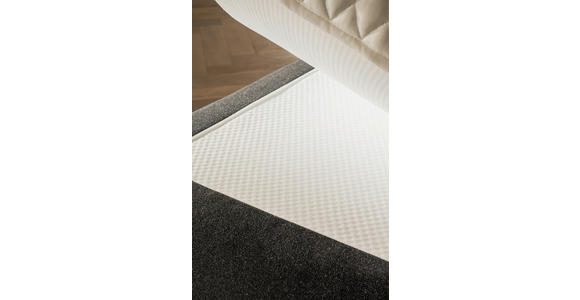 BOXSPRINGBETT 180/200 cm,  in Dunkelgrau, Matratze, Kissen, gepolstertes Kopfteil, Topper, H2 + H3 = mittel + fest  - Dunkelgrau/Schwarz, KONVENTIONELL, Holz/Textil (180/200cm) - Novel