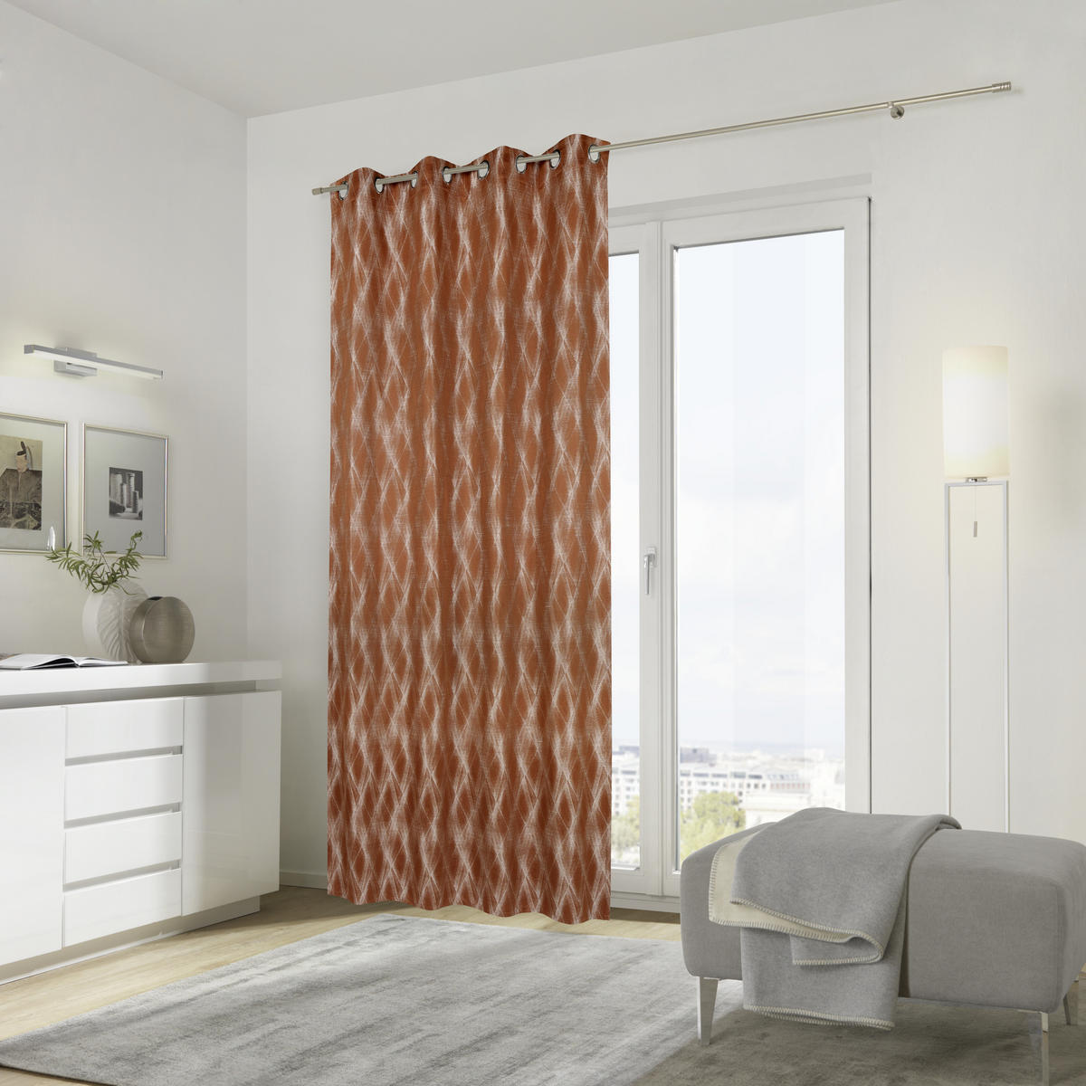 ÖSENSCHAL Narvik blickdicht 135/250 cm   - Terracotta, Design, Textil (135/250cm) - Ambiente