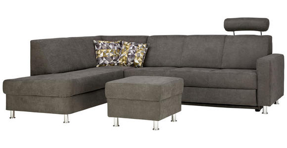 ECKSOFA in Flachgewebe Grau  - Chromfarben/Grau, Design, Textil/Metall (198/256cm) - Xora