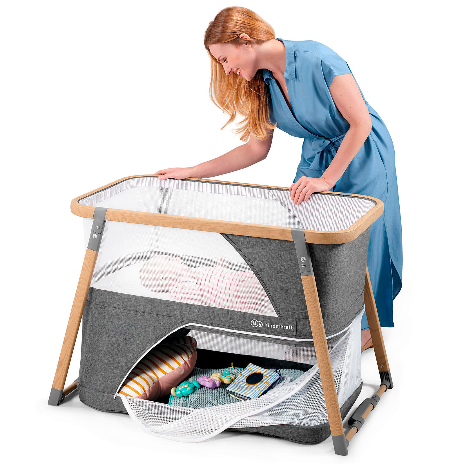 REISEBETT Sofi Grau, Naturfarben, Weiß  - Naturfarben/Weiß, Basics, Kunststoff/Textil (50/90cm) - kinderkraft