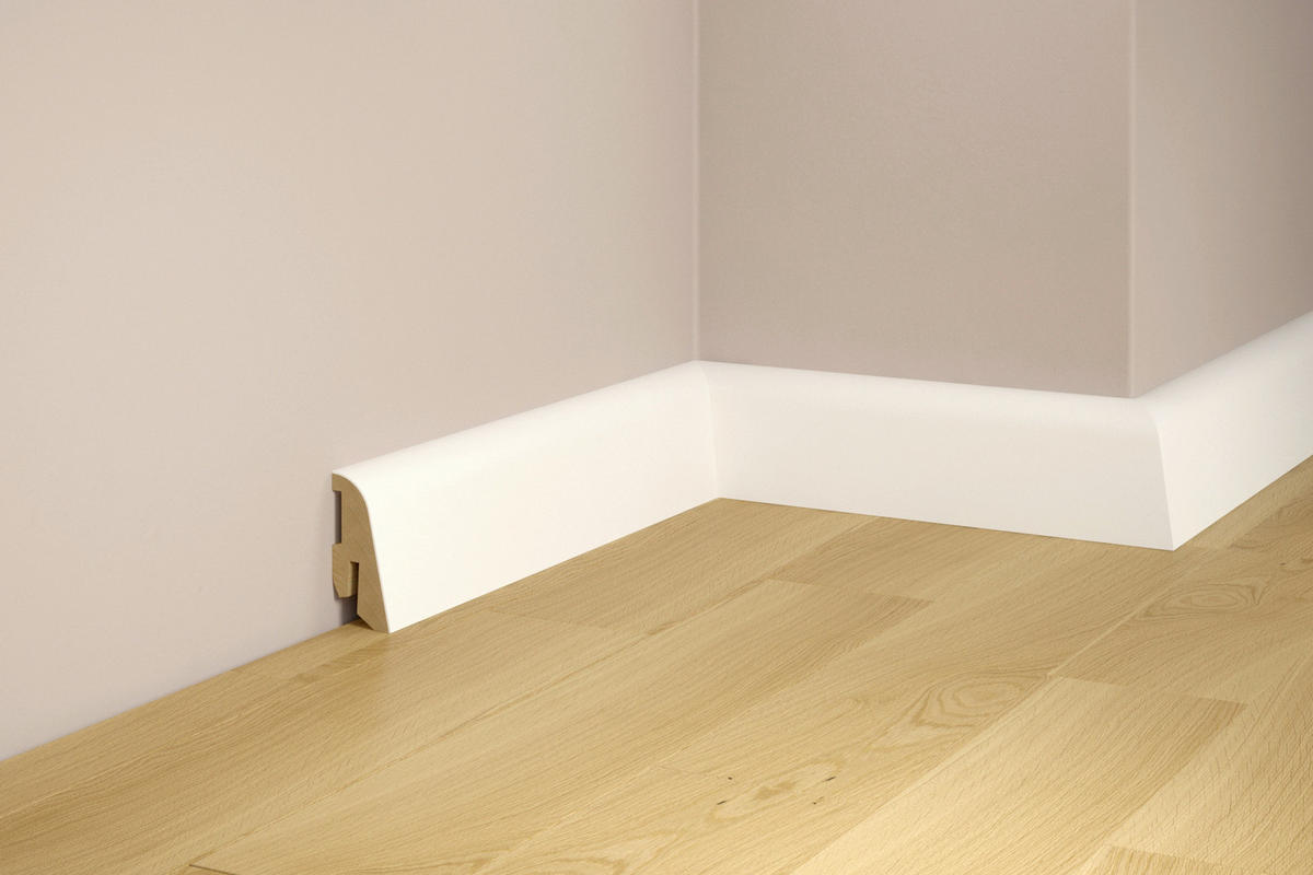 SOCKELLEISTE, Weiss RAL 9016  - KONVENTIONELL, Holz (250/4/1,8cm) - Tilo