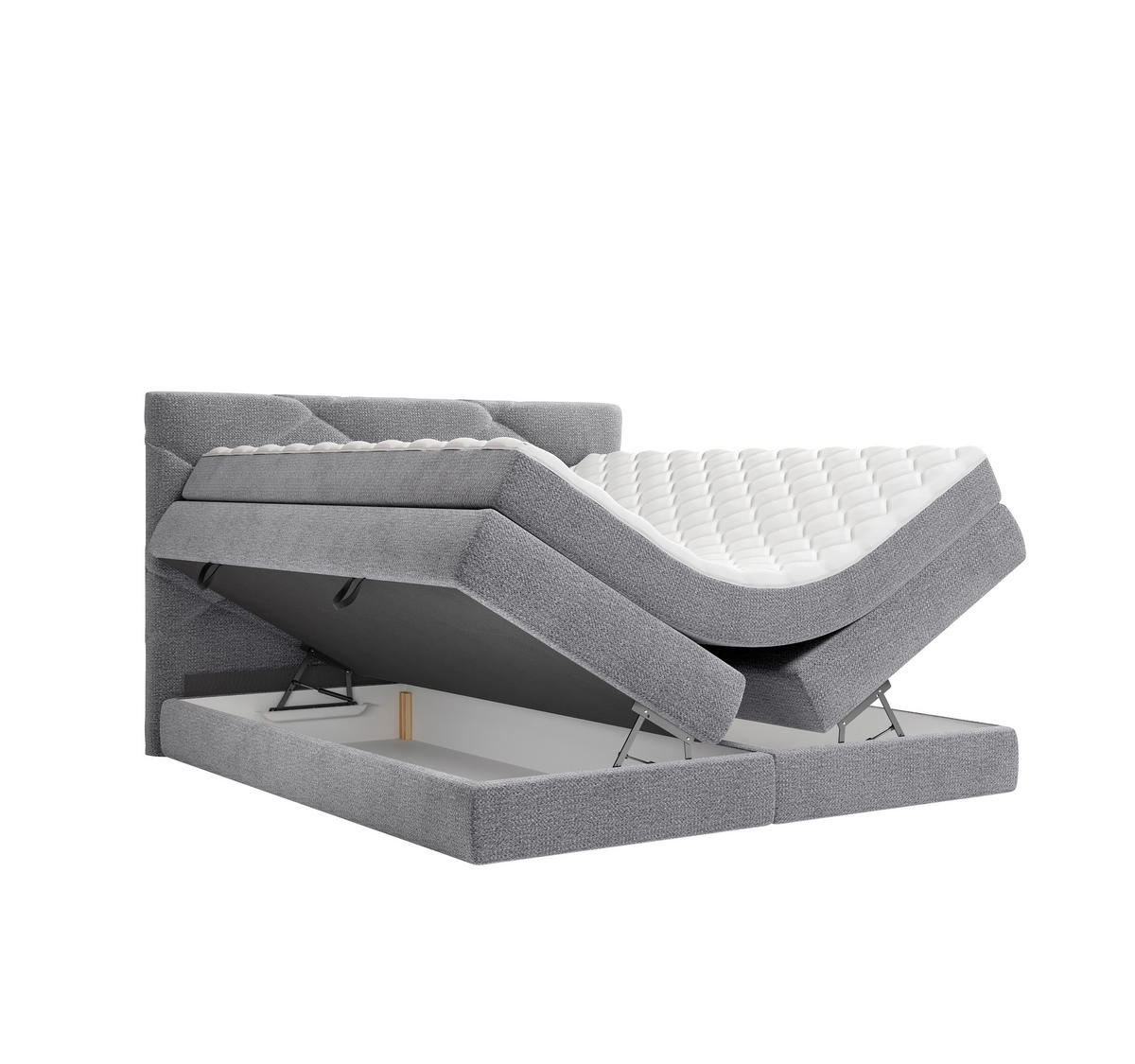 BOXSPRINGBETT 140/200 cm,  in Dunkelgrau, Bettkasten, Matratzen, H3 + H4 = fest + sehr fest  - Dunkelgrau/Schwarz, KONVENTIONELL, Kunststoff/Textil (140/200cm) - Carryhome