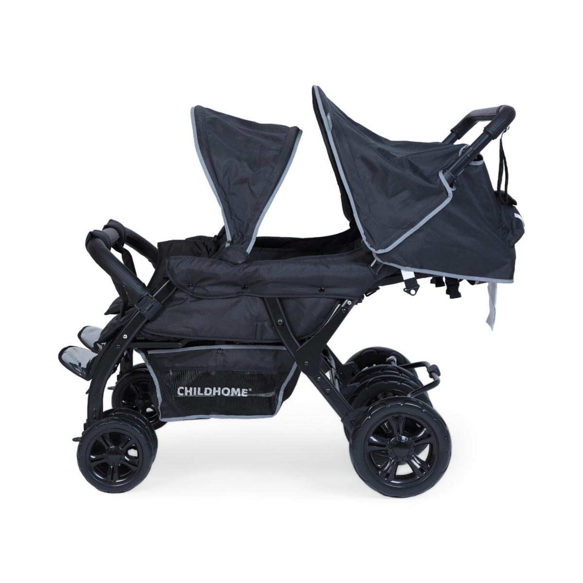 GESCHWISTERWAGEN  - Schwarz, Basics, Kunststoff/Metall (130/85/108cm) - Childhome