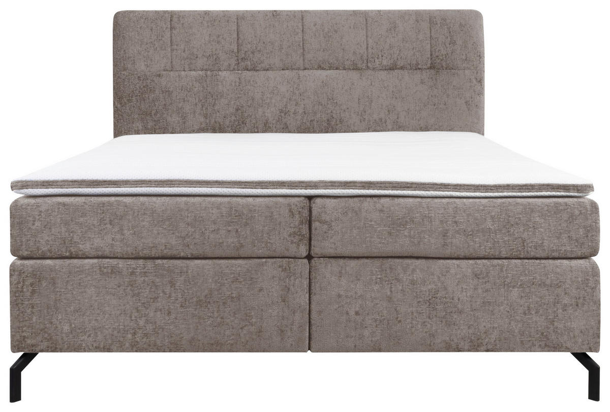 BOXSPRINGBETT 180/200 cm  in Hellbraun  - Hellbraun/Schwarz, Design, Textil/Metall (180/200cm) - Esposa