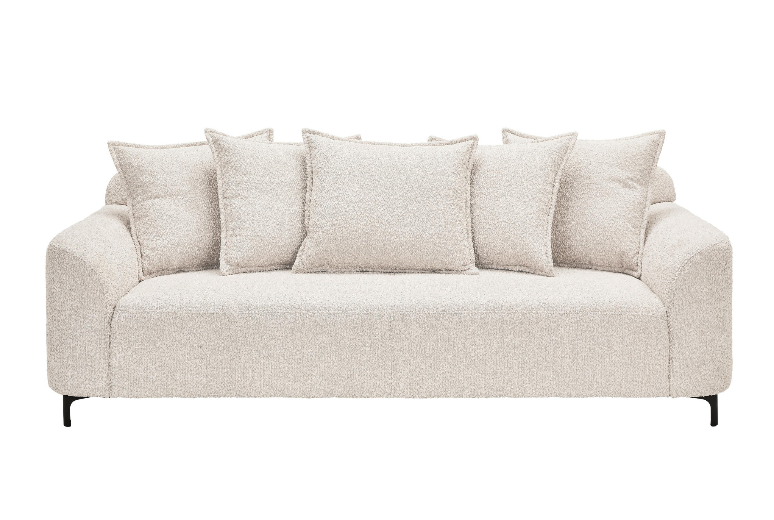 3-SITZER-SOFA Chenille Elfenbein  - Elfenbein/Schwarz, KONVENTIONELL, Textil/Metall (228/84/99cm) - Carryhome