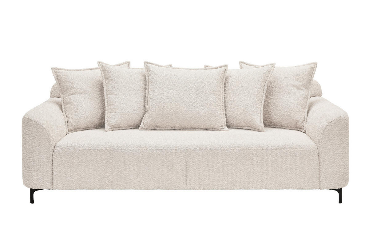 3-SITZER-SOFA  in Chenille Elfenbein  - Elfenbein/Schwarz, KONVENTIONELL, Textil/Metall (228/84/99cm) - Carryhome