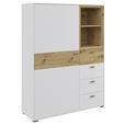 HIGHBOARD , 105/140,2/38 cm, 4 Schublade(n)  - Eichefarben/Schwarz, MODERN, Holz/Holzwerkstoff (105/140,2/38cm) - Hom`in