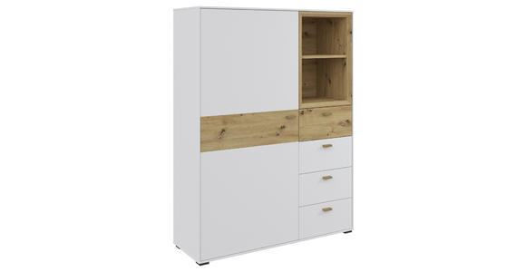 HIGHBOARD , 105/140,2/38 cm, 4 Schublade(n)  - Eichefarben/Schwarz, MODERN, Holz/Holzwerkstoff (105/140,2/38cm) - Hom`in