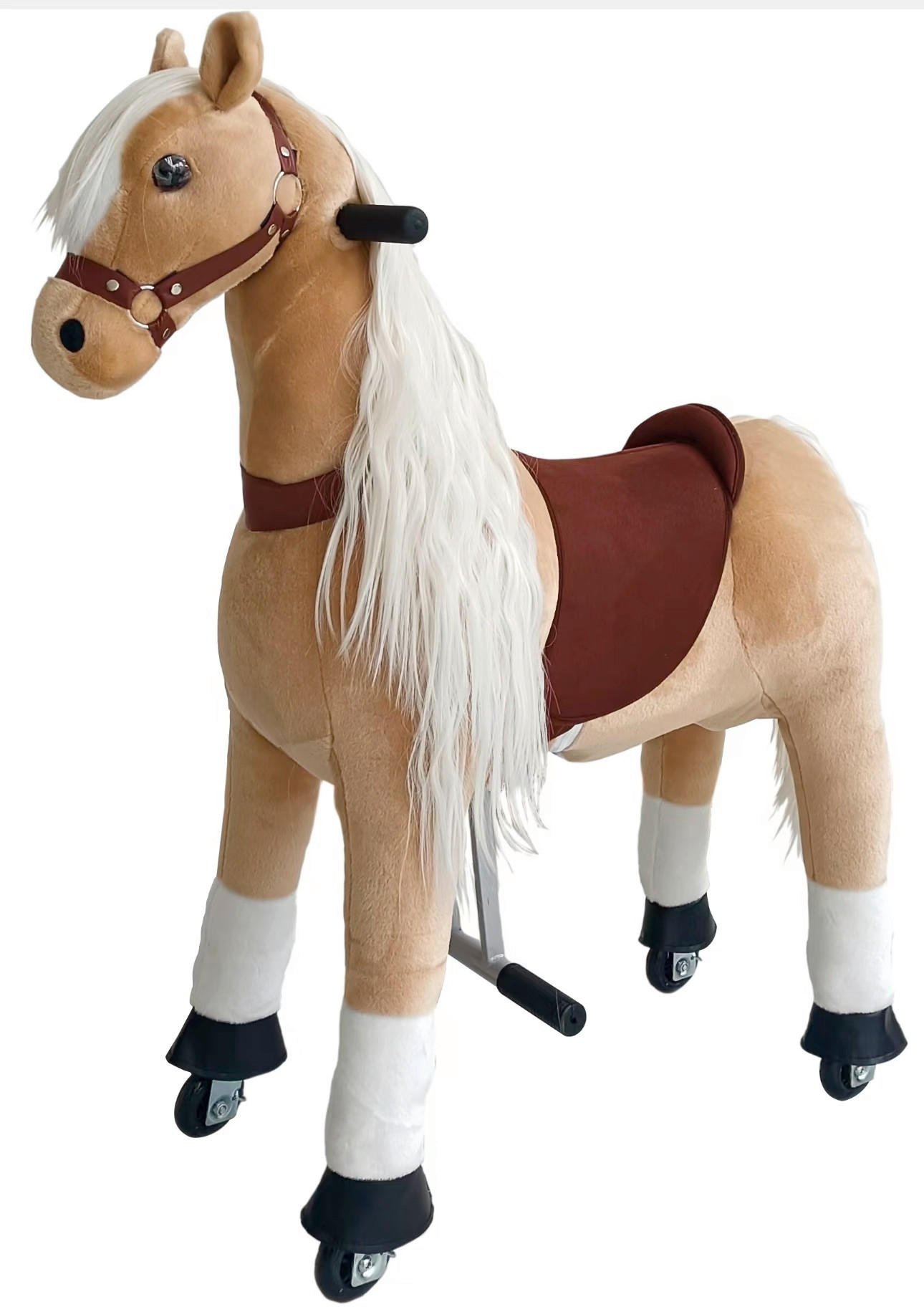 SCHAUKELPFERD - Weiss/Beigebraun, Basics, Textil/Metall (76/27/85cm) - My Baby Lou