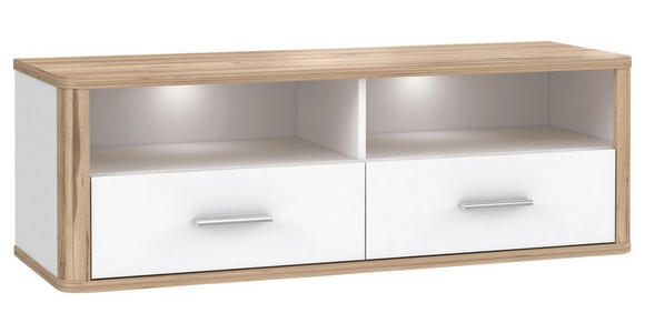 TV-ELEMENT 120,2/41,5/41,3 cm - Eichefarben/Alufarben, KONVENTIONELL, Holzwerkstoff/Metall (120,2/41,5/41,3cm) - Xora