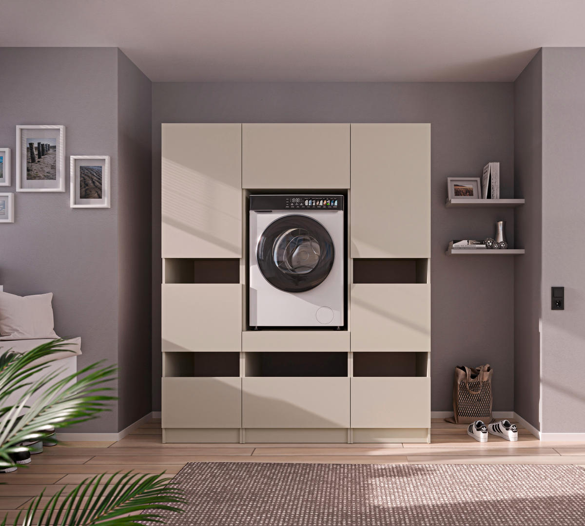 MEHRZWECKSCHRANK 50/200/68 cm  in Kaschmir  - Kaschmir/Schwarz, Design, Holzwerkstoff/Metall (50/200/68cm) - Milino