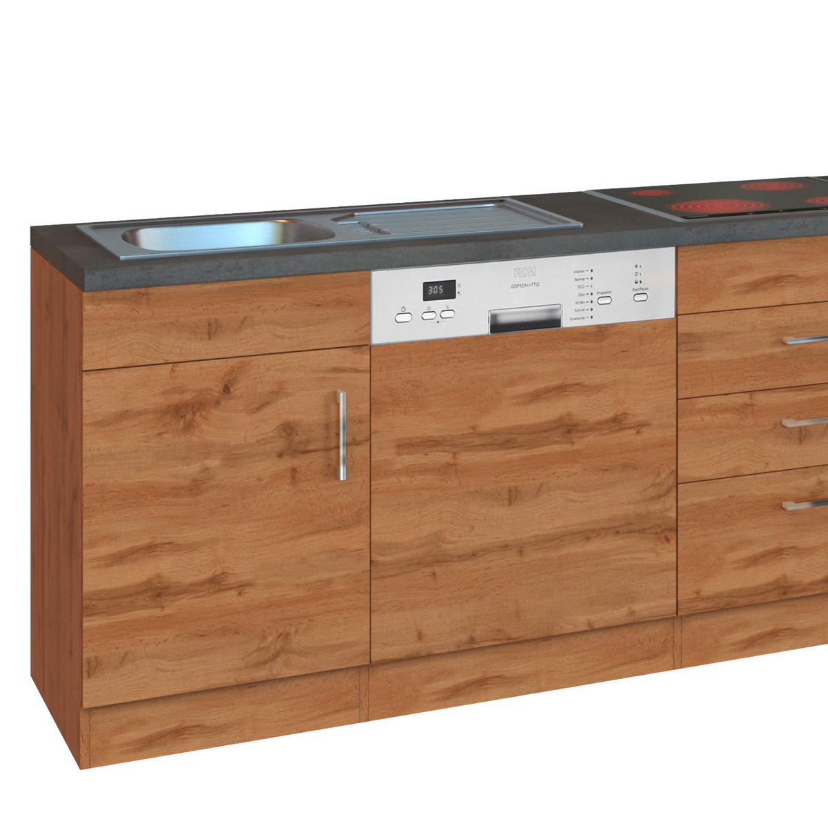 KÜCHENLEERBLOCK   in Eichefarben  - Eichefarben/Anthrazit, Modern, Holzwerkstoff (210/200/60cm) - Held
