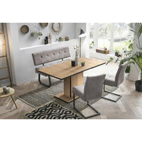 TISCHGRUPPE Mikrofaser Grau  - Grau, MODERN, Textil/Metall (120 - 160/76/80cm) - MID.YOU