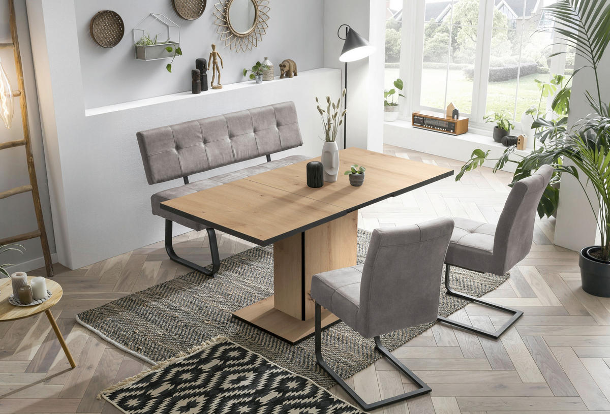 TISCHGRUPPE Mikrofaser Grau  - Grau, MODERN, Textil/Metall (120 - 160/76/80cm) - MID.YOU