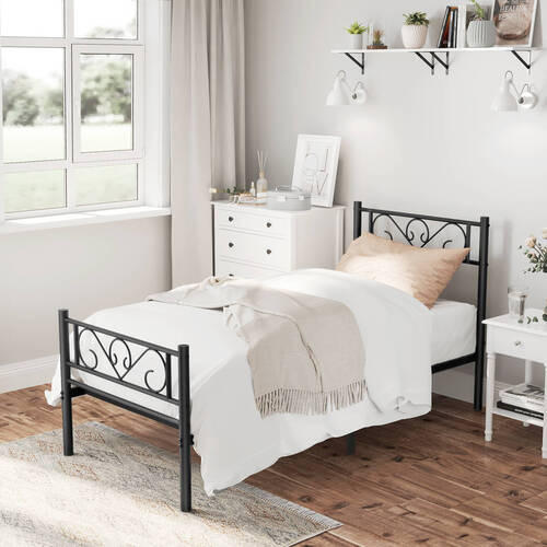 KOVOVÁ POSTEĽ - čierna, Romantik / Landhaus, kov (90/190cm) - Boxxx