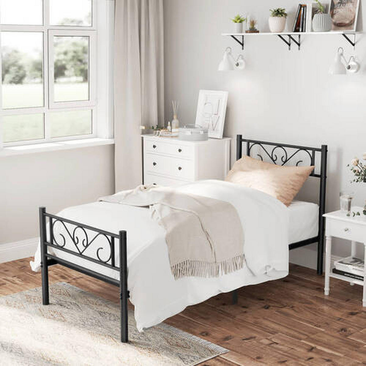 KOVOVÁ POSTEĽ - čierna, Romantik / Landhaus, kov (90/190cm) - Boxxx