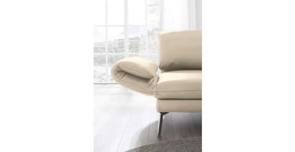 RÉCAMIERE in Echtleder Creme - Chromfarben/Creme, Design, Leder/Metall (209/85-109/95-16cm) - Dieter Knoll