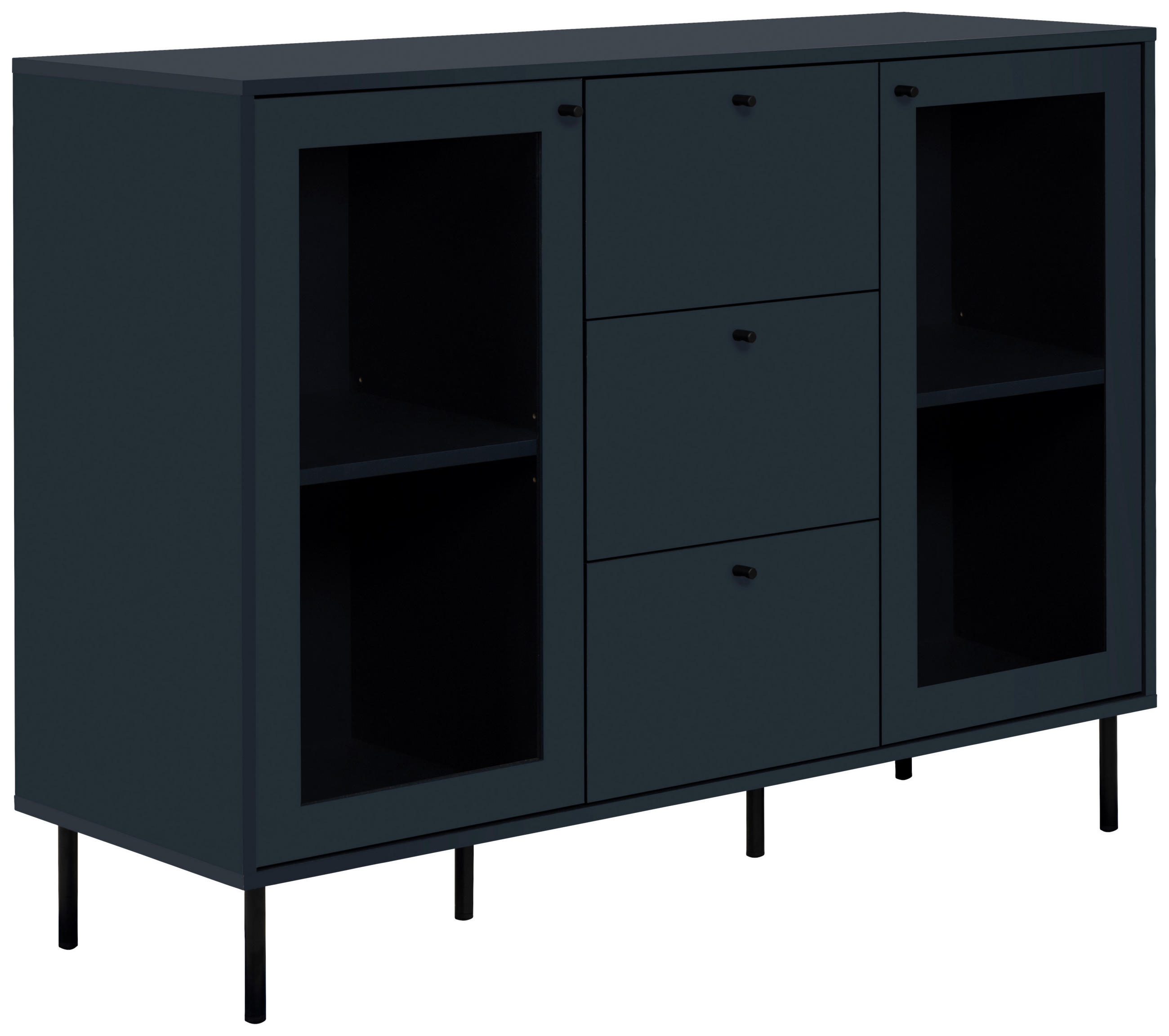 SIDEBOARD  in 120/90/40 cm  - Blau/Schwarz, MODERN, Glas/Holzwerkstoff (120/90/40cm) - MID.YOU