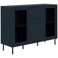 KOMODA   120/90/40 cm   plava  - crna/plava, Moderno, staklo/drvni materijal (120/90/40cm) - MID.YOU