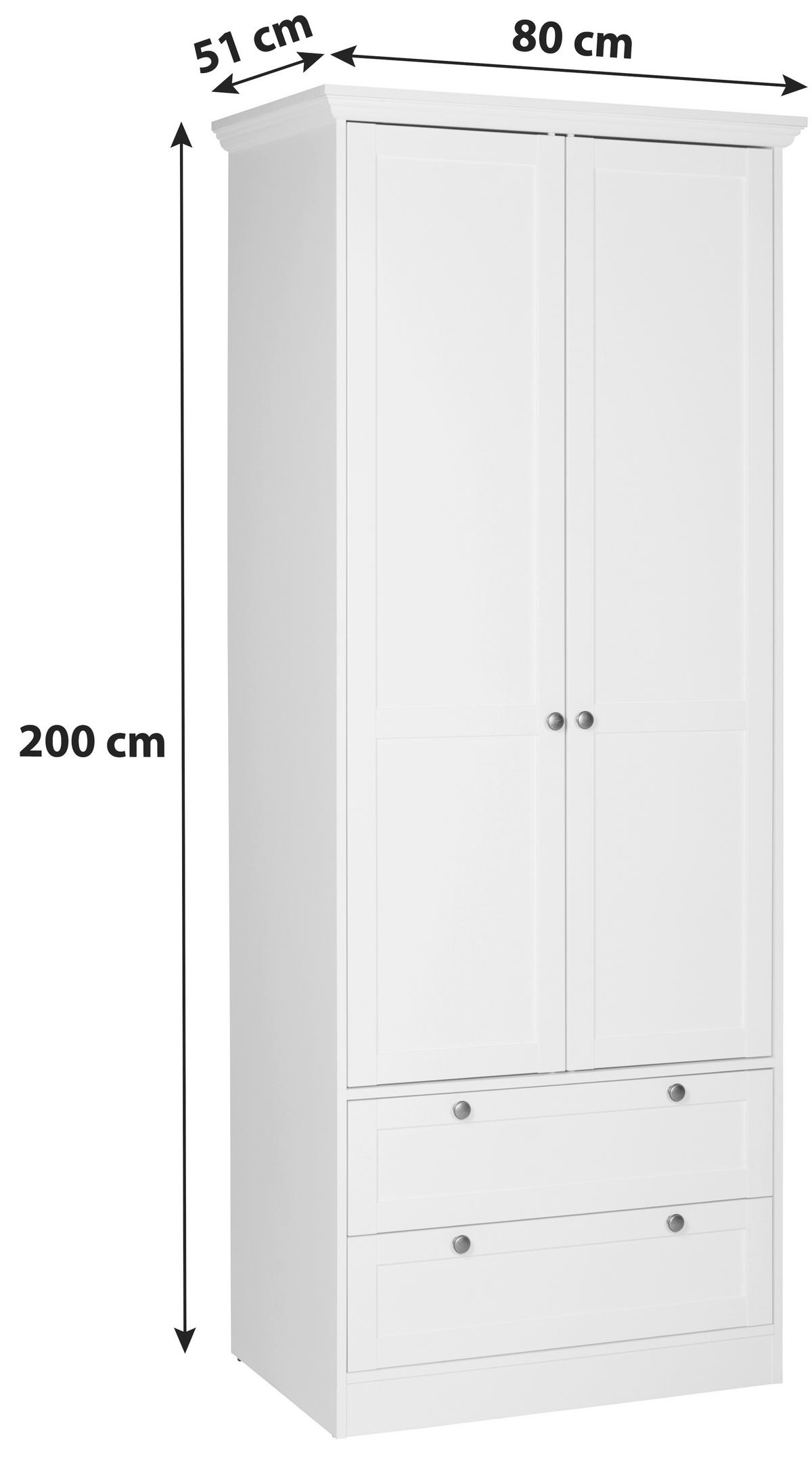 OMARA S KLASIČNIMI VRATI, bela  - srebrne barve/bela, Trendi, kovina/leseni material (80/200/51cm) - MID.YOU
